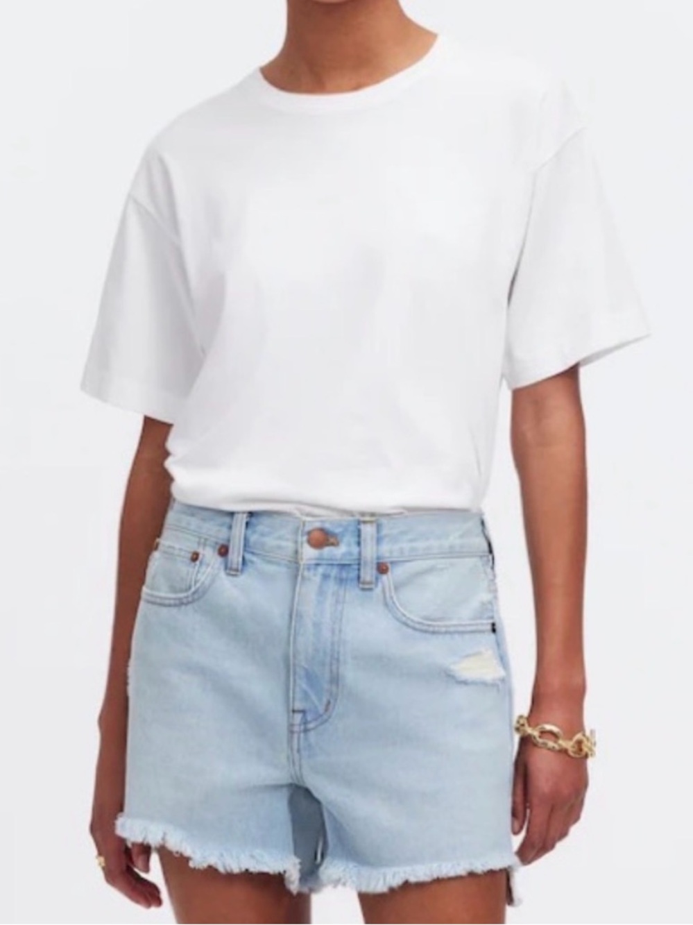 Madewell Relaxed Mid-Length Denim Shorts Light Wash Blue Size 26